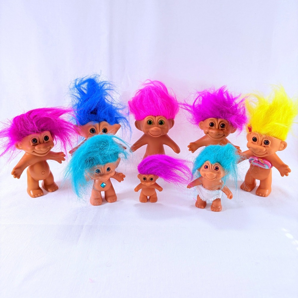 Vintage 90s Russ Ace Novelty TNT Assorted Lot of 8 Troll Doll Lot 8pc